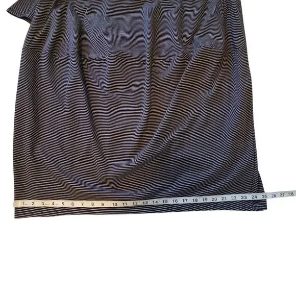 Tirelli Australia Dress Navy Striped Diagonal Seam, 3/4 sleeves, pockets, sz M - Picture 10 of 12